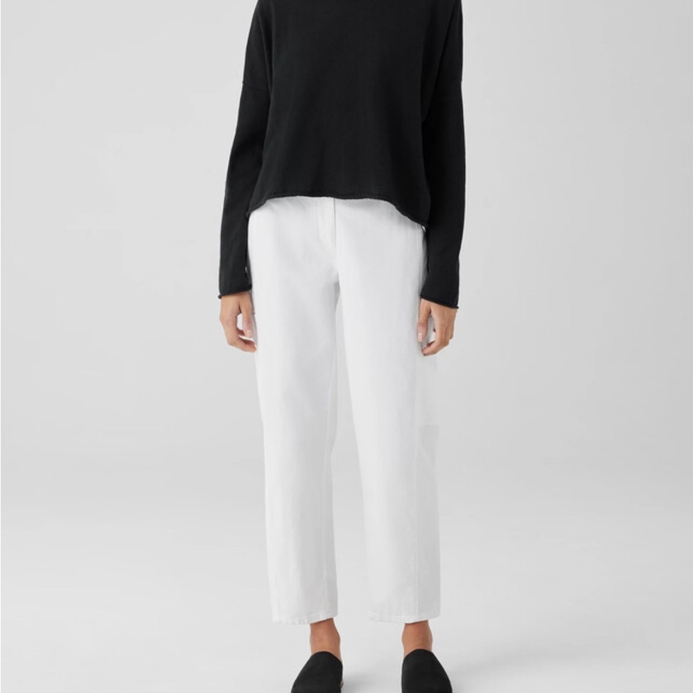 Eileen Fisher Organic Cotton and Hemp White Lantern Cargo Pocket Pull-On Pants - Picture 16 of 16